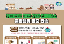 경기도 특사경, 커피전문 제조·가공·판매업소 불법행위 집중 단속